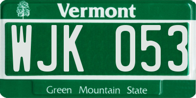VT license plate WJK053