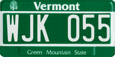 VT license plate WJK055