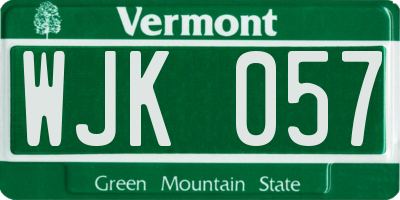 VT license plate WJK057