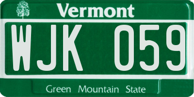 VT license plate WJK059