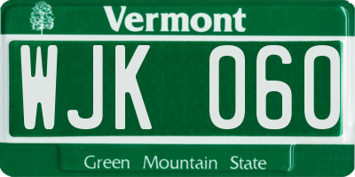VT license plate WJK060