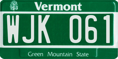 VT license plate WJK061