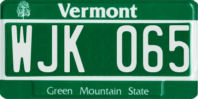 VT license plate WJK065