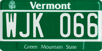 VT license plate WJK066