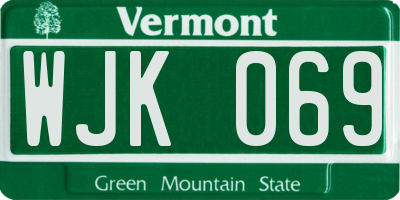 VT license plate WJK069
