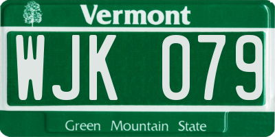 VT license plate WJK079