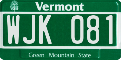 VT license plate WJK081