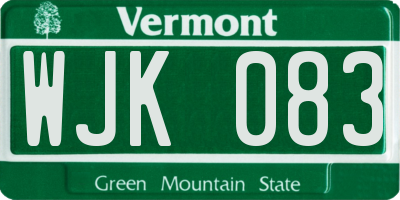 VT license plate WJK083