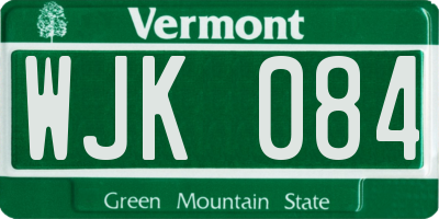 VT license plate WJK084
