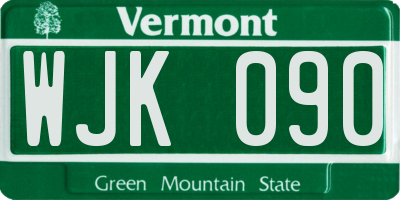 VT license plate WJK090