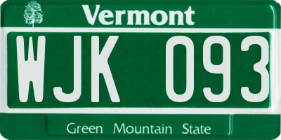 VT license plate WJK093