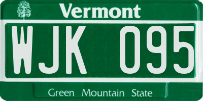 VT license plate WJK095