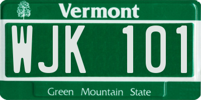 VT license plate WJK101