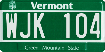 VT license plate WJK104