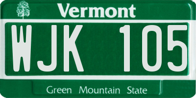 VT license plate WJK105