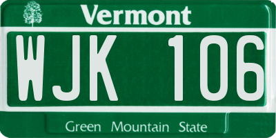 VT license plate WJK106