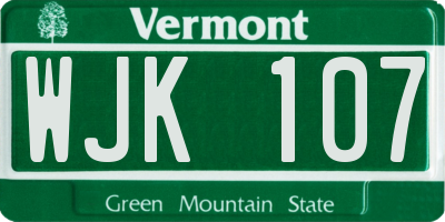 VT license plate WJK107