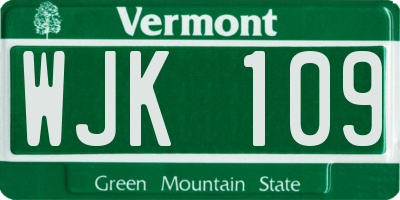 VT license plate WJK109