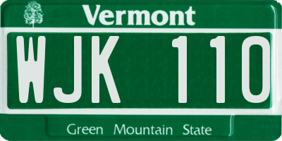 VT license plate WJK110
