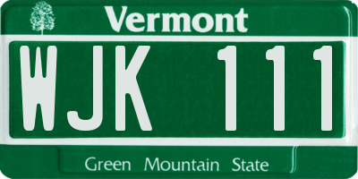 VT license plate WJK111