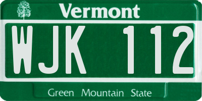 VT license plate WJK112