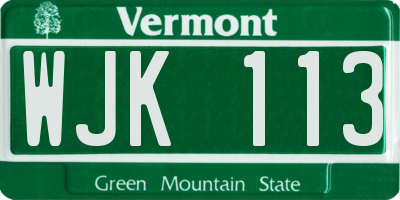 VT license plate WJK113