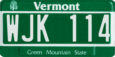 VT license plate WJK114