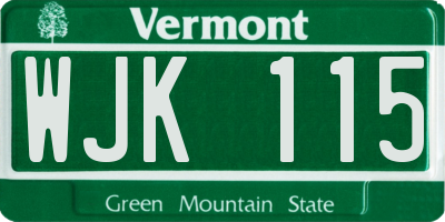 VT license plate WJK115