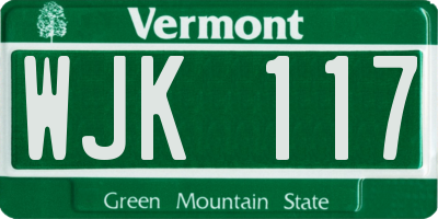 VT license plate WJK117