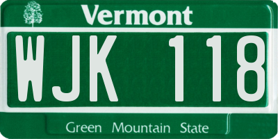 VT license plate WJK118