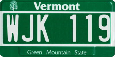 VT license plate WJK119