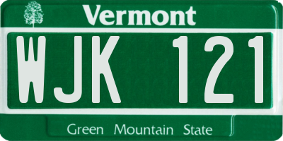 VT license plate WJK121