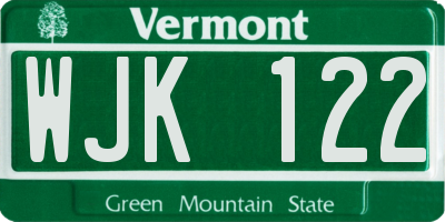 VT license plate WJK122