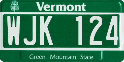 VT license plate WJK124