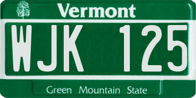 VT license plate WJK125