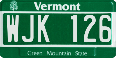 VT license plate WJK126
