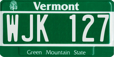 VT license plate WJK127