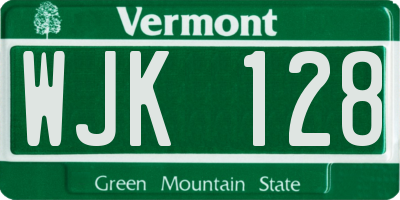 VT license plate WJK128
