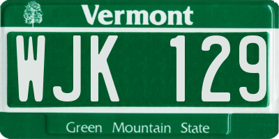 VT license plate WJK129