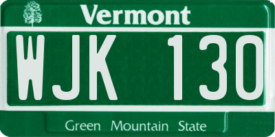 VT license plate WJK130