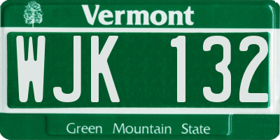 VT license plate WJK132