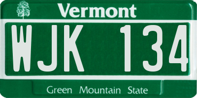 VT license plate WJK134