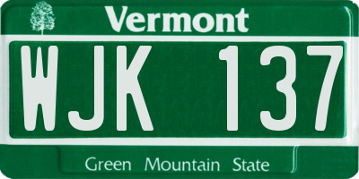 VT license plate WJK137