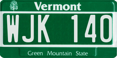 VT license plate WJK140