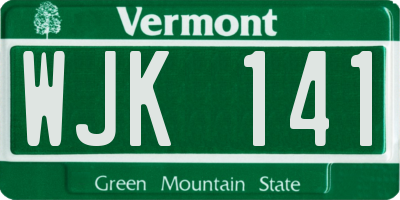 VT license plate WJK141