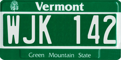 VT license plate WJK142