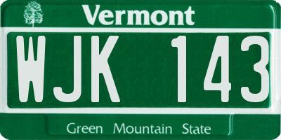 VT license plate WJK143