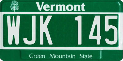 VT license plate WJK145