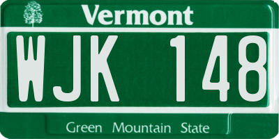 VT license plate WJK148