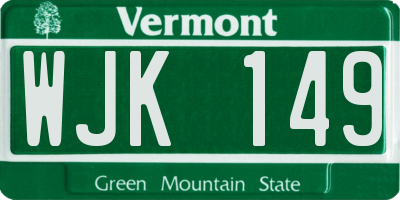 VT license plate WJK149